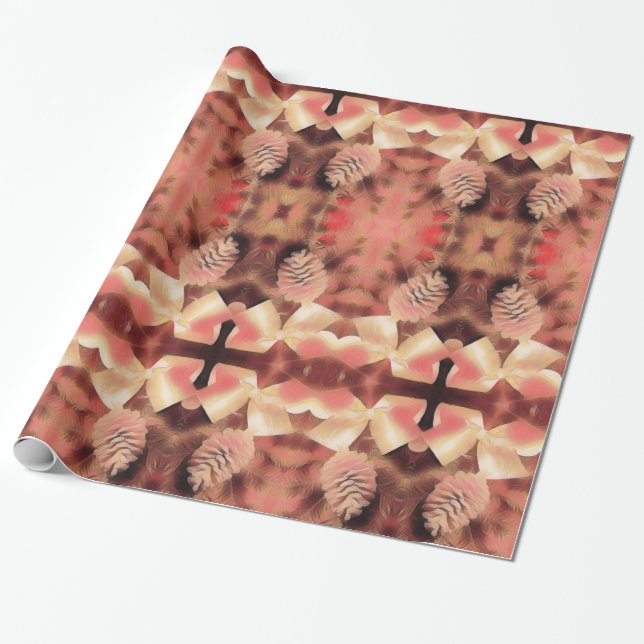 Pine Cone Fir Kaleidoscopic Design Pfirsich Rosa Geschenkpapier (Ungerollt)