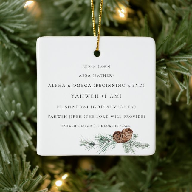 Pine Cone Foliage The Names of God Christian Keramikornament (Baum)