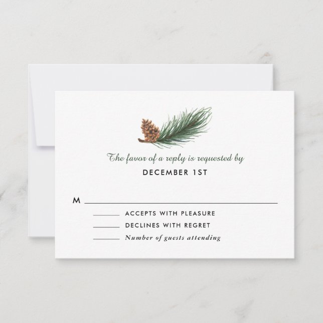 Pine-Cone-Hochzeit-RSVP RSVP Karte (Vorderseite)
