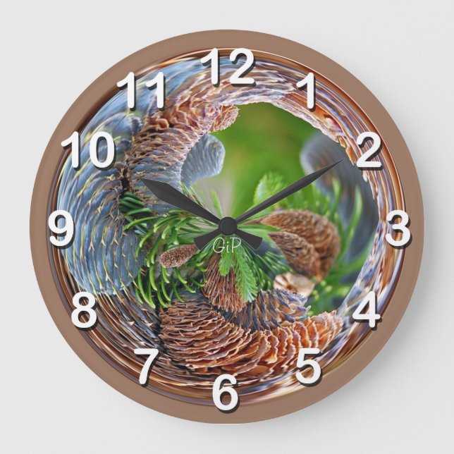 Pine Cone Madness Große Wanduhr (Vorderseite)