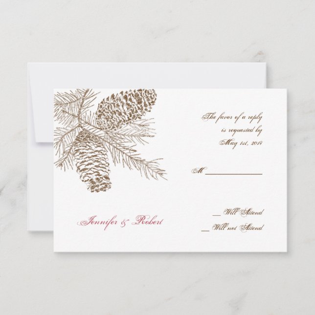 Pine Cone Nature Wedding Response Card RSVP Karte (Vorderseite)