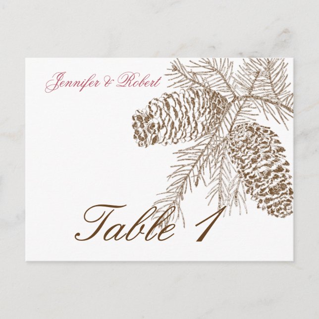 Pine Cone Nature Wedding Tischnummer (Vorderseite)