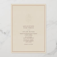 Pine Cône off White Mariage Foil Invitation