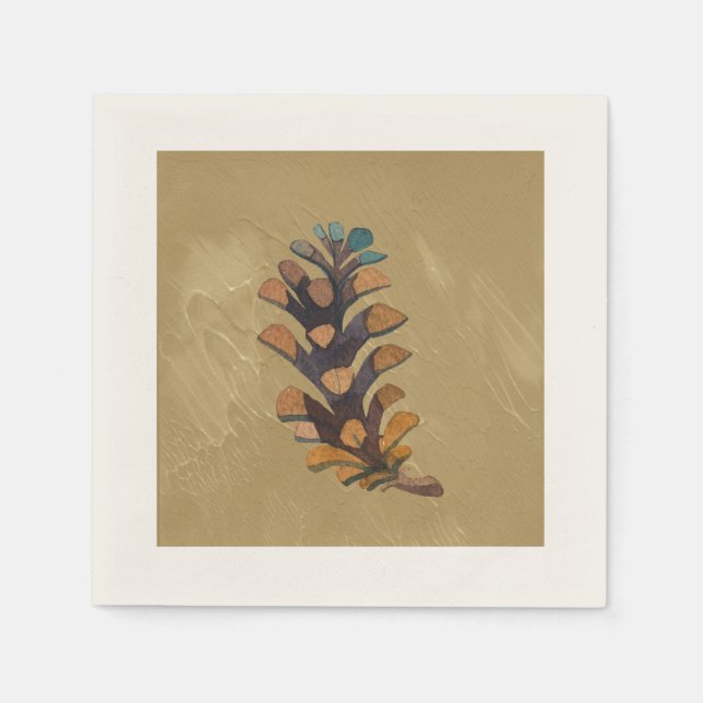 Pine Cone on Taupe Fall Napkin Serviette (Vorderseite)