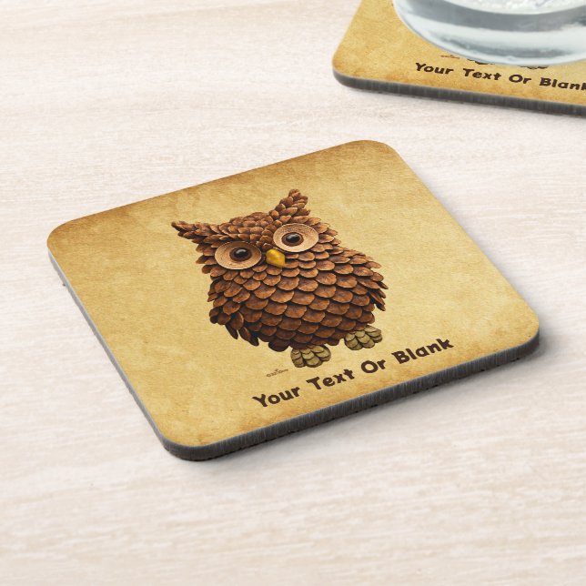Pine Cone Owl Getränkeuntersetzer (Linke Seite)