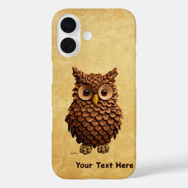 Pine Cone Owl iPhone 16 Hülle (Rückseite)
