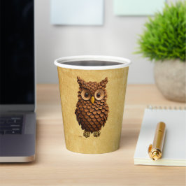 Pine Cone Owl Pappbecher