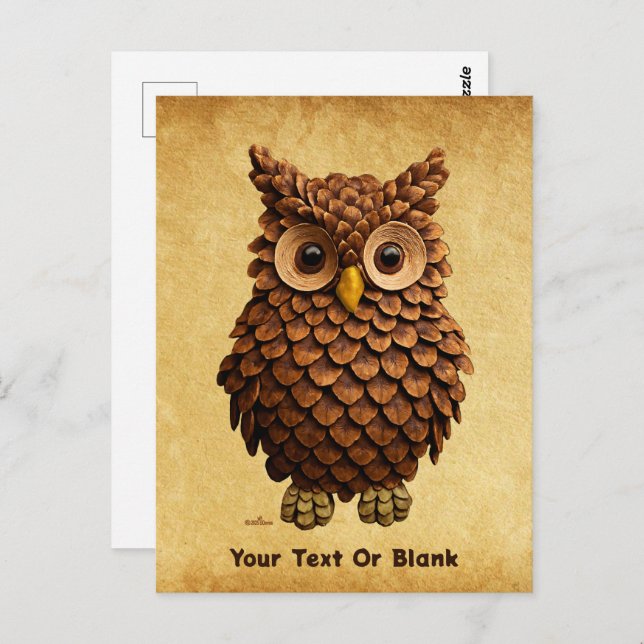 Pine Cone Owl Postkarte (Vorne/Hinten)