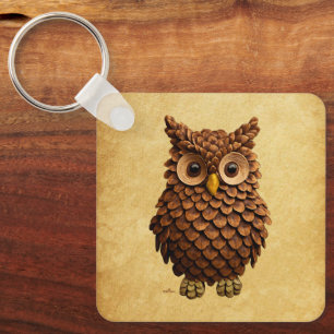 Pine Cone Owl Schlüsselanhänger