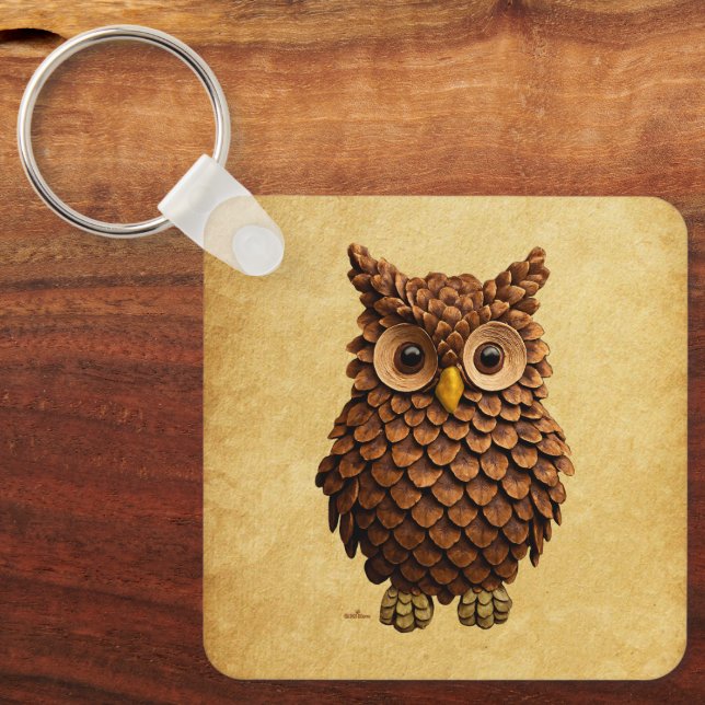 Pine Cone Owl Schlüsselanhänger (Vorderseite)