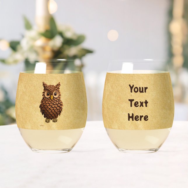 Pine Cone Owl Weinglas Ohne Stiel (Insitu (Hochzeit))