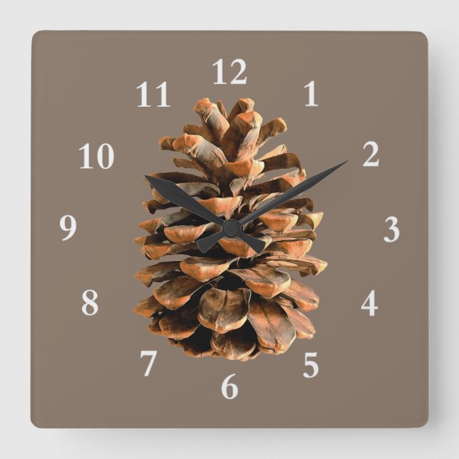 Pine Cone Quadratische Wanduhr (Vorderseite)