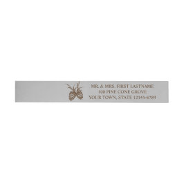 Pine Cone Silhouette Silver Grau and Brown Address Rundum-Adressaufkleber