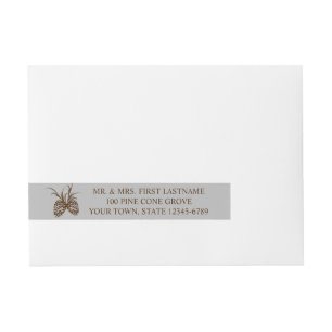 Pine Cone Silhouette Silver Grau and Brown Address Rundum-Adressaufkleber