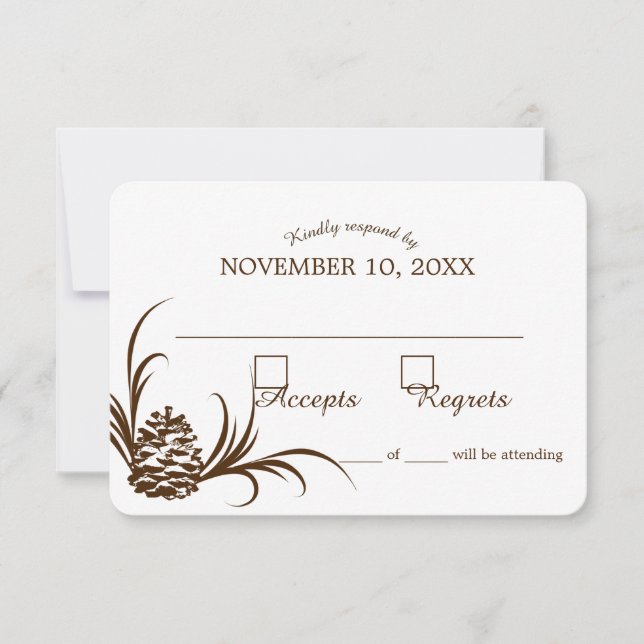 Pine Cone Silhouette Wedding Response Card RSVP Karte (Vorderseite)
