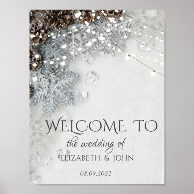 Pine Cone, Snowflakes Poster Mariage (Devant)