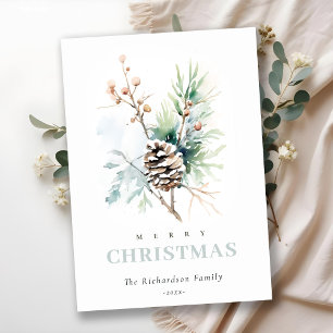 Pine Cone Watercolor Winter Bergen Weihnachten