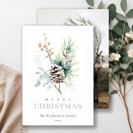 Pine Cone Watercolor Winter Bergen Weihnachtsfest Feiertagskarte