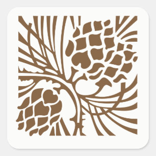 Pine Cone Weihnachtskleber Quadratischer Aufkleber