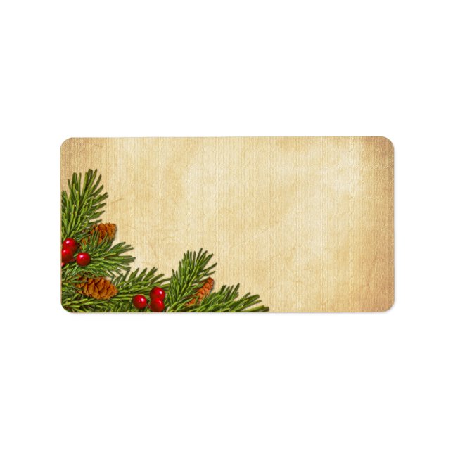 Pine Cones and Holly Berries Blank Address Label Adressaufkleber (Vorne)