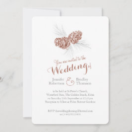Pine cones Art braune graue Winterhochzeit lädt ei Einladung