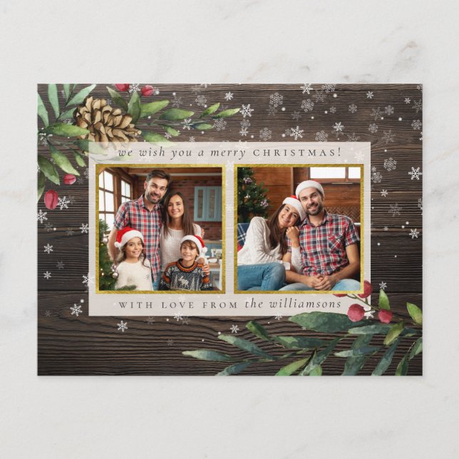 Pine Cones & Berries | Rustikales Weihnachtsbaum - Postkarte (Vorderseite)