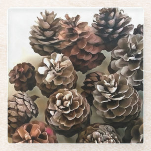 Pine Cones Bio Weihnachtsschmuckstücke Kunst, Dich Glasuntersetzer