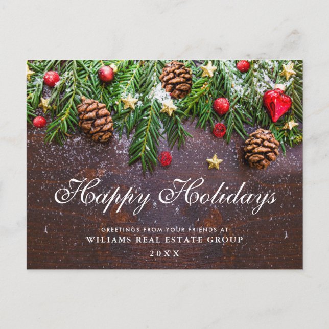 Pine Cones Branch Weihnachtsgrüße Postkarte (Vorderseite)