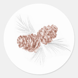 Pine Cones brauner grauer Winterkleber Runder Aufkleber