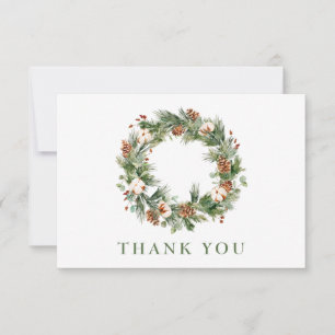 Pine Cones Christmas Holiday Wreath Corporate Dankeskarte