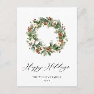 Pine Cones Fir Wreath Frohe Weihnachtsfeiertag Postkarte