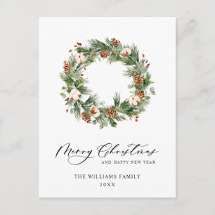 Pine Cones Fir Wreath Frohe Weihnachtsfeiertag Postkarte