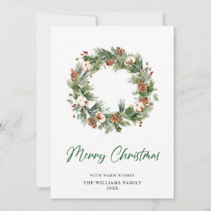 Pine Cones Fir Wreath Frohe Weihnachtsgrüße Feiertagskarte