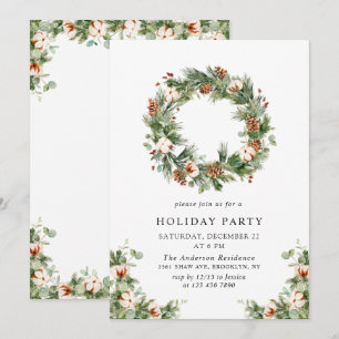 Pine Cones Fir Wreath Holiday Weihnachts-Party Einladung