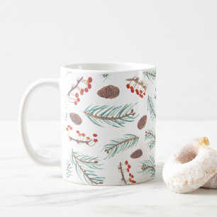 Pine Cones Forest Wasserfarbenbaumen Kaffeetasse