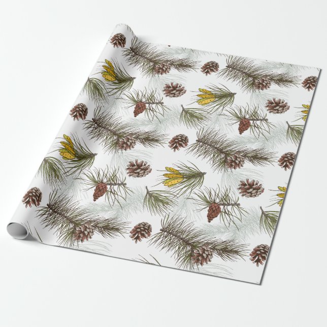 Pine Cones Herbst Geschenkpapier (Ungerollt)