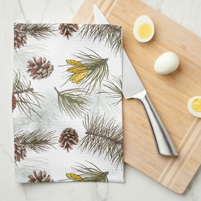 Pine Cones Herbst Geschirrtuch (Viertel Falte)