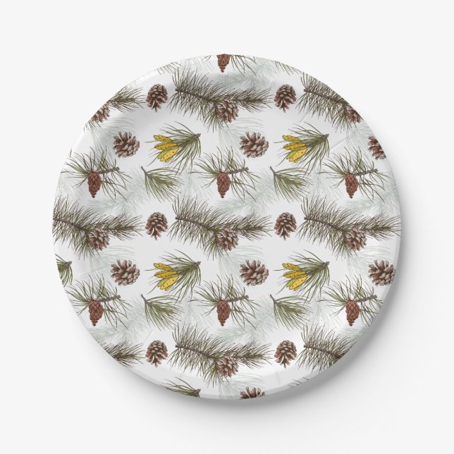 Pine Cones Herbst Pappteller (Vorderseite)
