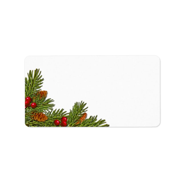 Pine Cones Holly Berries Xmas Blank Address Label Adressaufkleber (Vorne)
