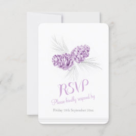Pine cones lila weded RSVP Karte