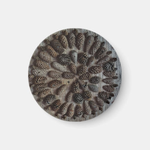 Pine Cones Mandala Small, 3,2 cm, Round Magnet