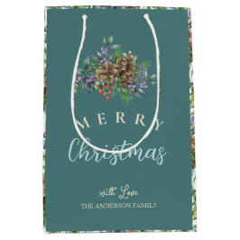 Pine cones Muster Frohe Weihnachtsblumen Mittlere Geschenktüte