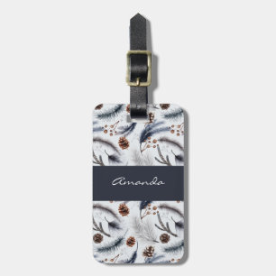 Pine Cones & Pine Needles Wasserfarbenes Muster Gepäckanhänger