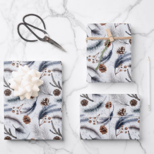 Pine Cones & Pine Needles Weihnachtsmuster Geschenkpapier Set