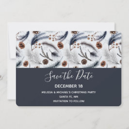 Pine Cones & Pine Needles Weihnachtsmuster Save The Date