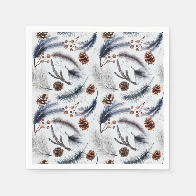 Pine Cones & Pine Needles Weihnachtsmuster Serviette (Vorderseite)