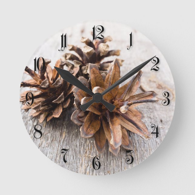 Pine cones runde wanduhr (Vorderseite)