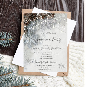 Pine Cones, Snowflakes Invitation Fiançailles