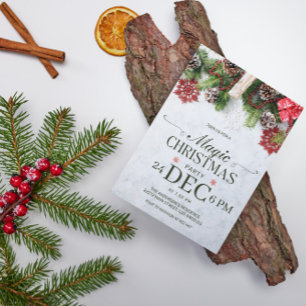 Pine Cones & Snowflakes Noël Invitation