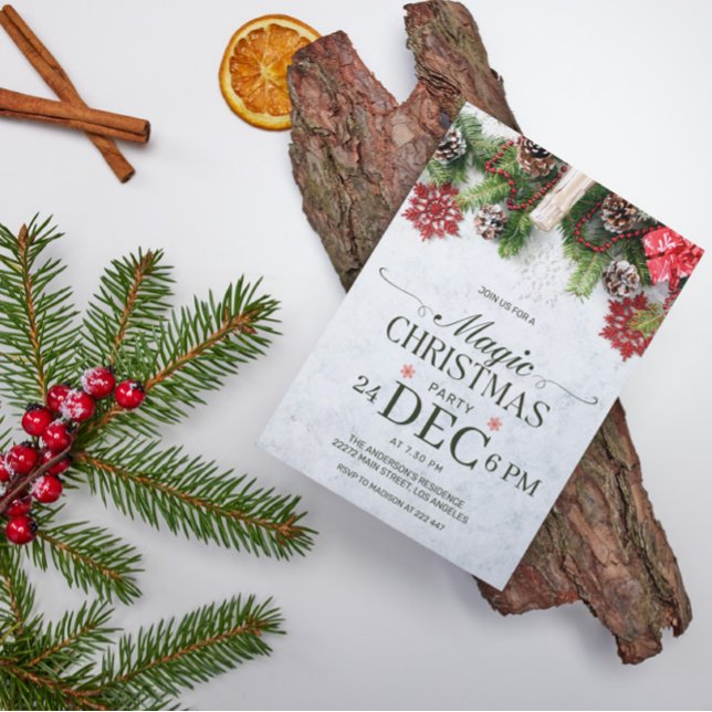 Pine Cones & Snowflakes Weihnachts-Einladung Einladung (Von Creator hochgeladen)